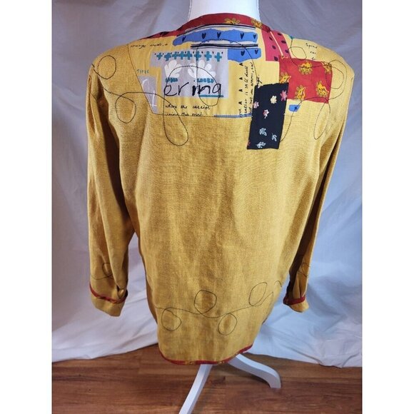 VTG Canvasbacks Lutton & Horsfield Blazer Gold‎ Patchwork Art to Wear Sz Small - Picture 5 of 9